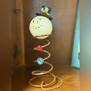 Vintage Bed Spring Snowman Christmas Decor Farmhouse Cottagecore Country Cabin